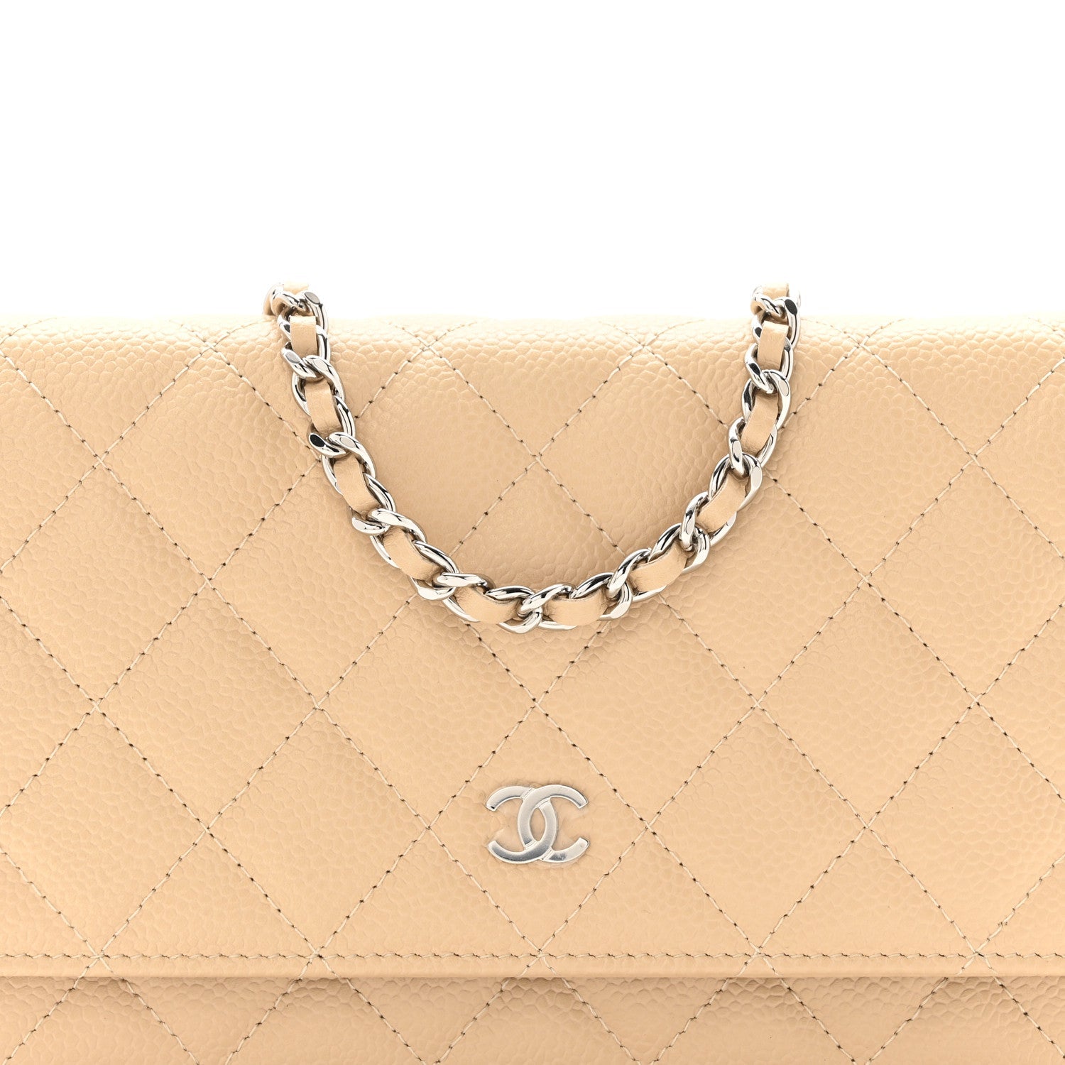 Chanel Caviar Quilted Wallet on Chain WOC Beige