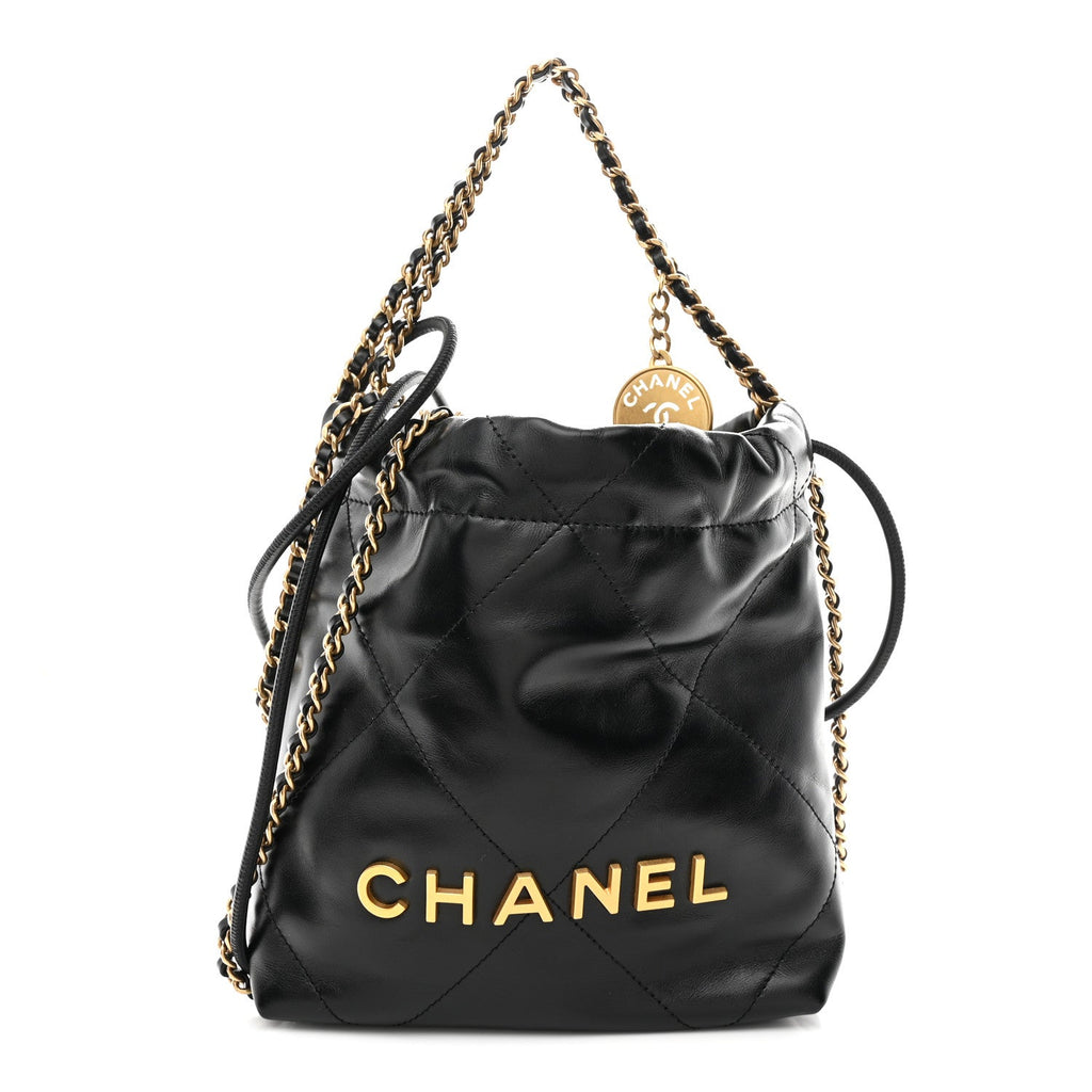 Chanel Shiny Calfskin Quilted Mini Chanel 22 Black