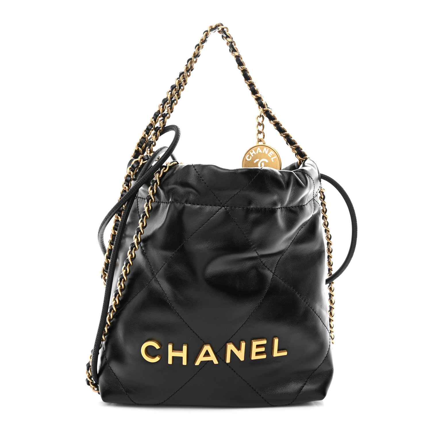 Chanel Shiny Calfskin Quilted Mini Chanel 22 Black