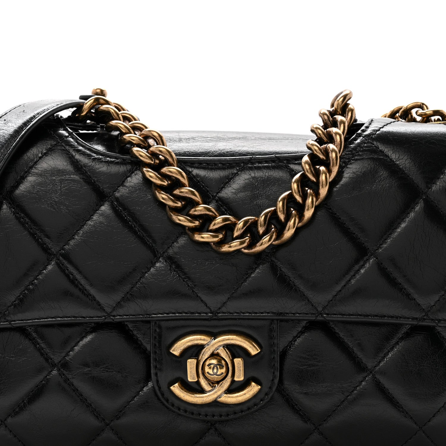 Chanel Glazed Calfskin Quilted Medium Perfect Edge Flap Black