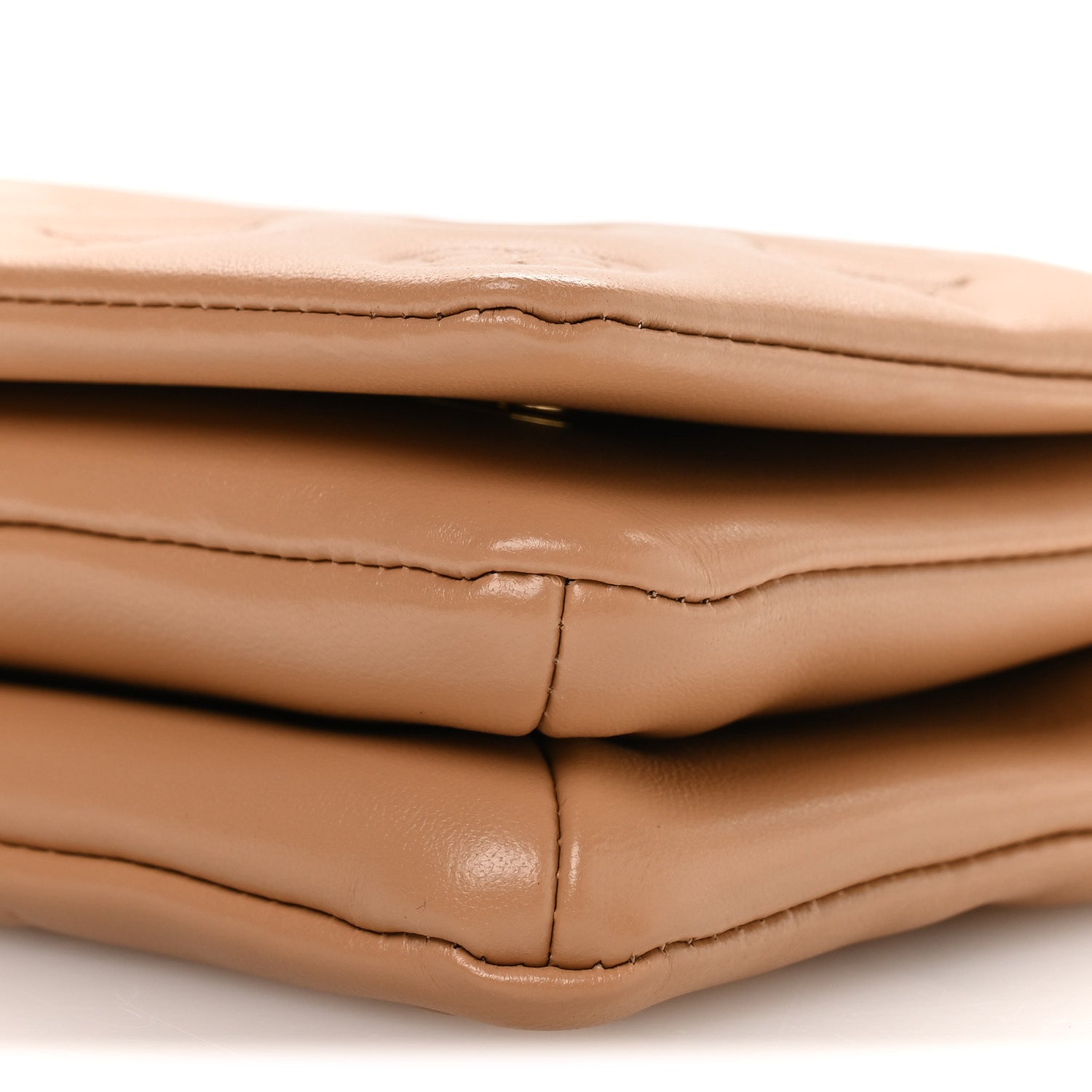 Louis Vuitton Lambskin Embossed Monogram Pochette Coussin Camel