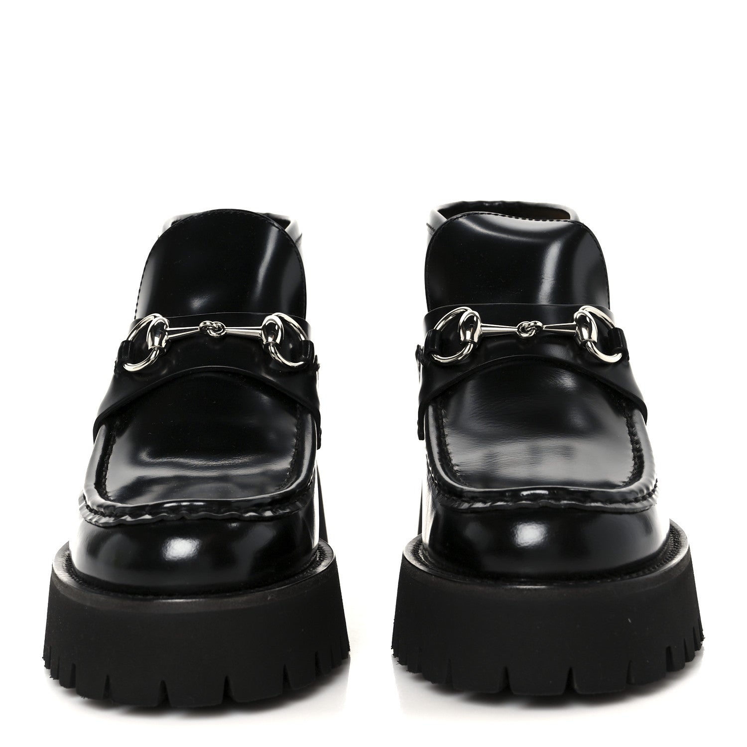 Gucci Cordovan Lux Womens Horsebit Platform Ankle Boots 38 Black