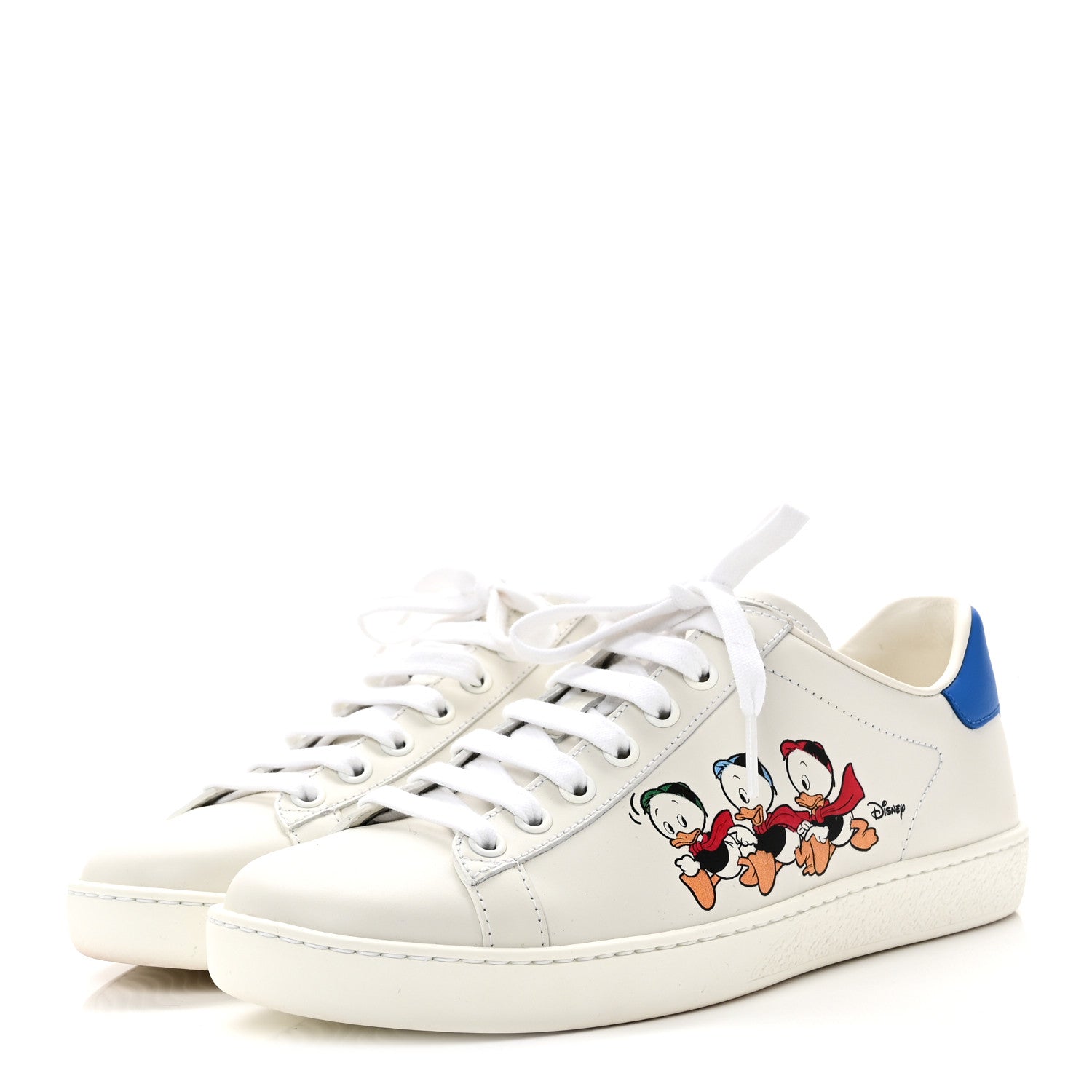 Gucci X DISNEY Calfskin Miro Soft Donald Duck Womens Ace Sneakers 37 White Bright Splash
