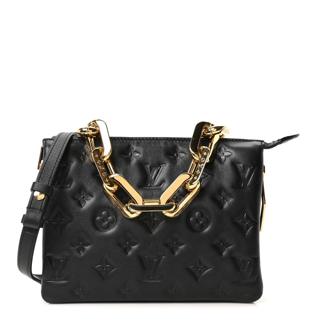 Louis Vuitton Lambskin Embossed Monogram Coussin BB Black