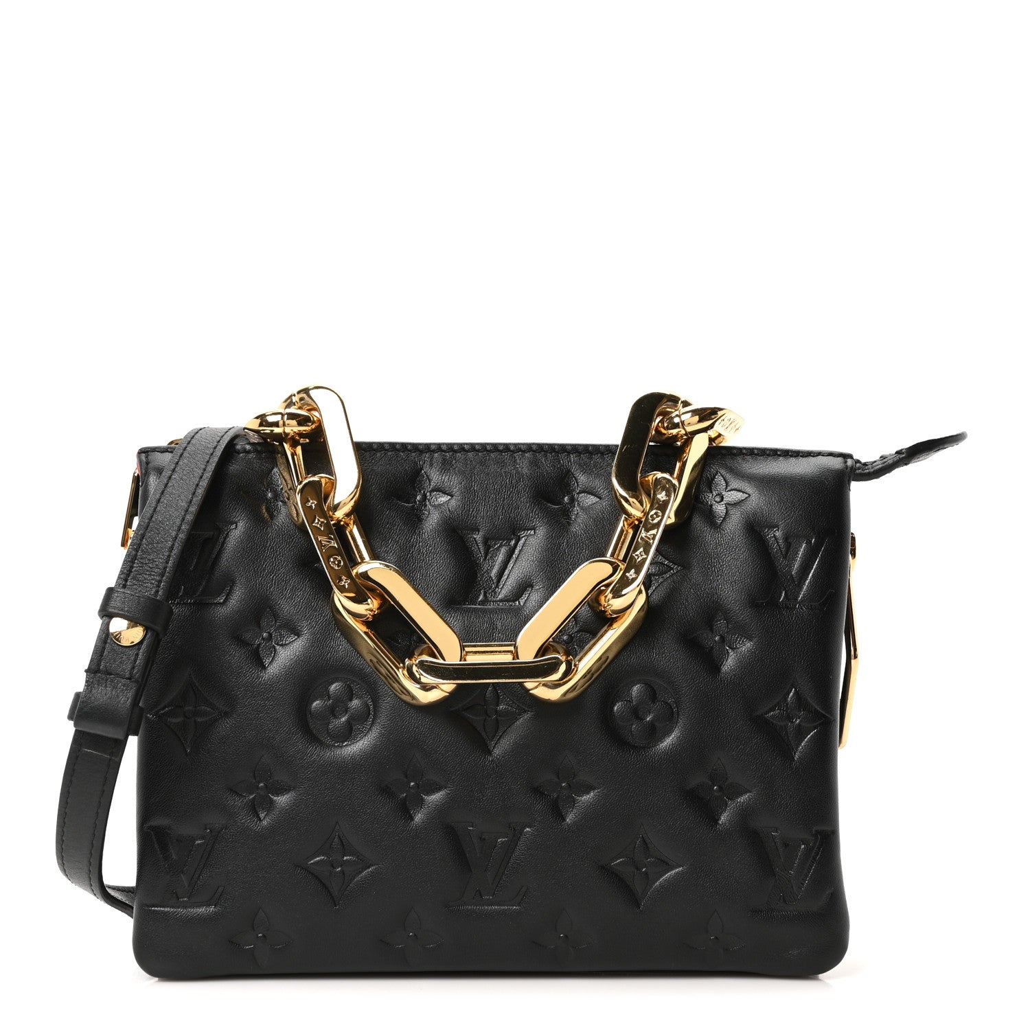 Louis Vuitton Lambskin Embossed Monogram Coussin BB Black