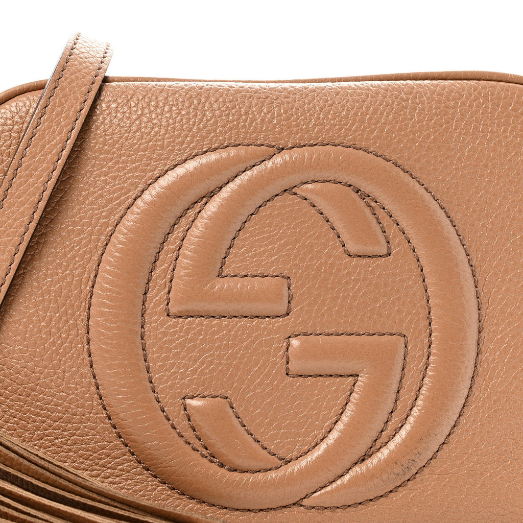Gucci Pebbled Calfskin Small Soho Disco Bag Camelia