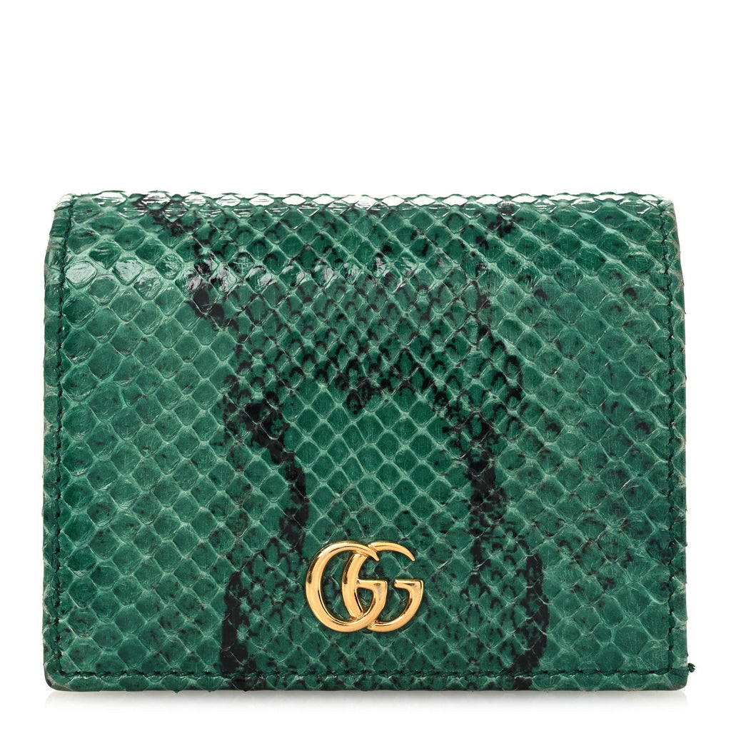 Gucci Snakeskin GG Marmont Card Case Green