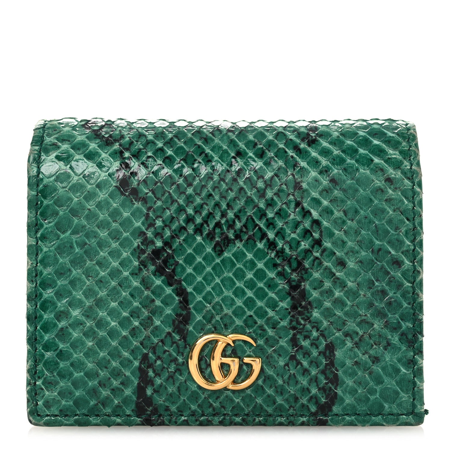 Gucci Snakeskin GG Marmont Card Case Green