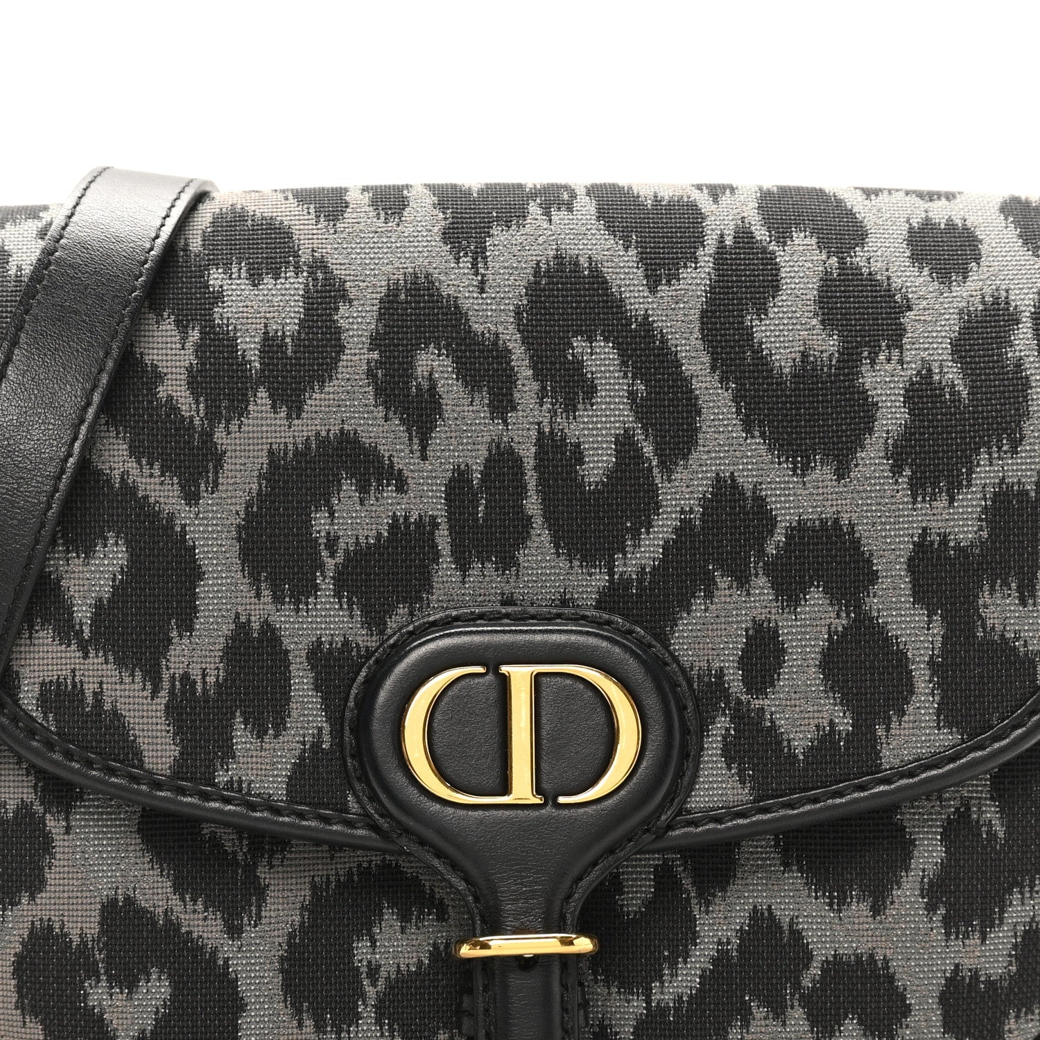 Christian Dior Canvas Mizza Embroidered Medium Bobby Flap Grey Black