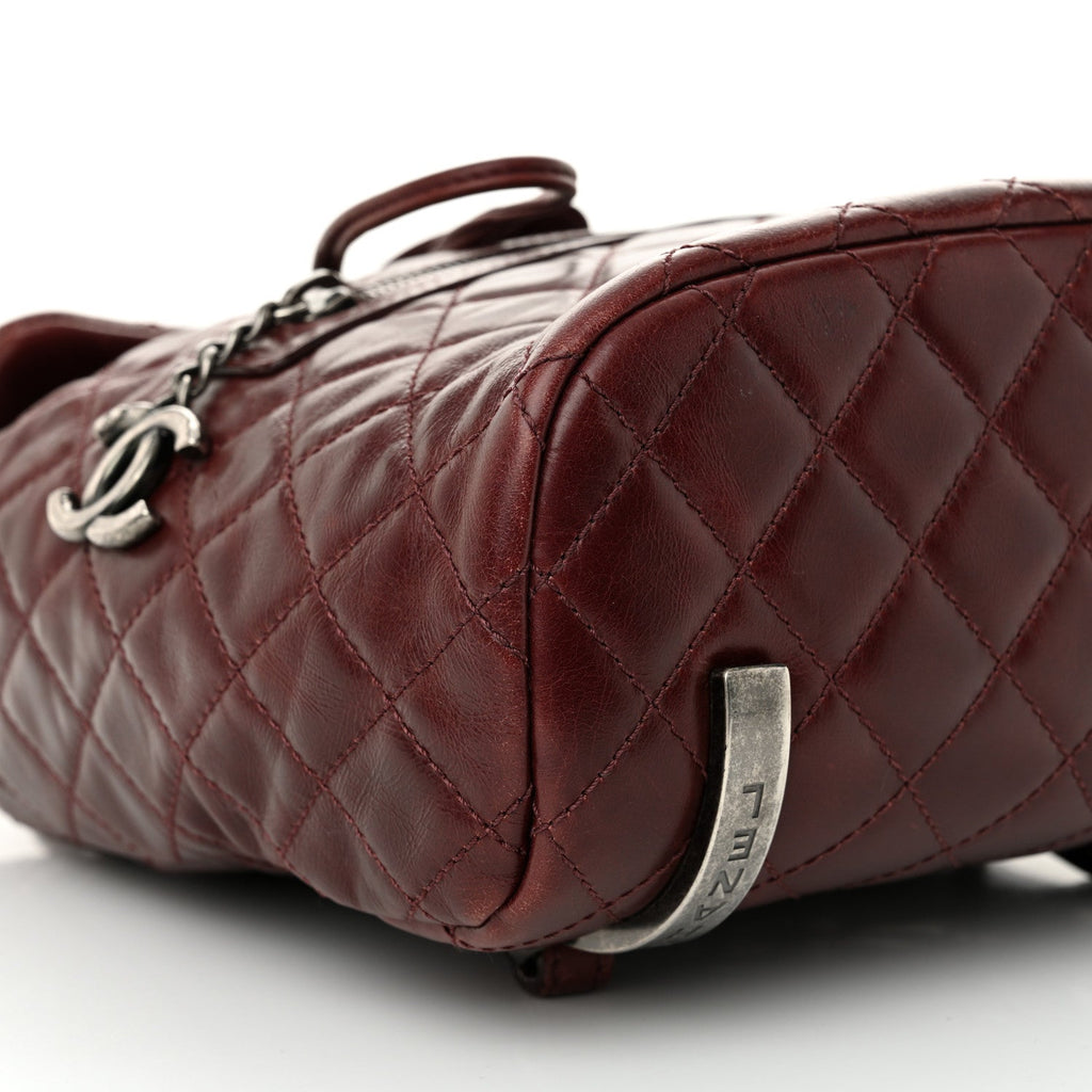 Chanel Glazed Calfskin Quilted Small Salzburg Backpack Burgundy