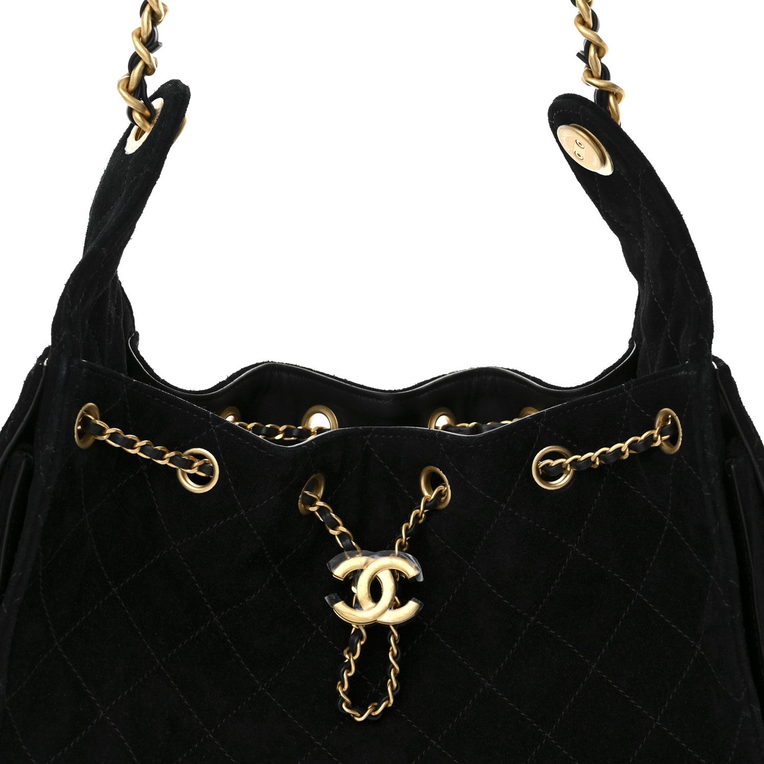 Chanel Suede Quilted Small Chanel 25 Handbag Black