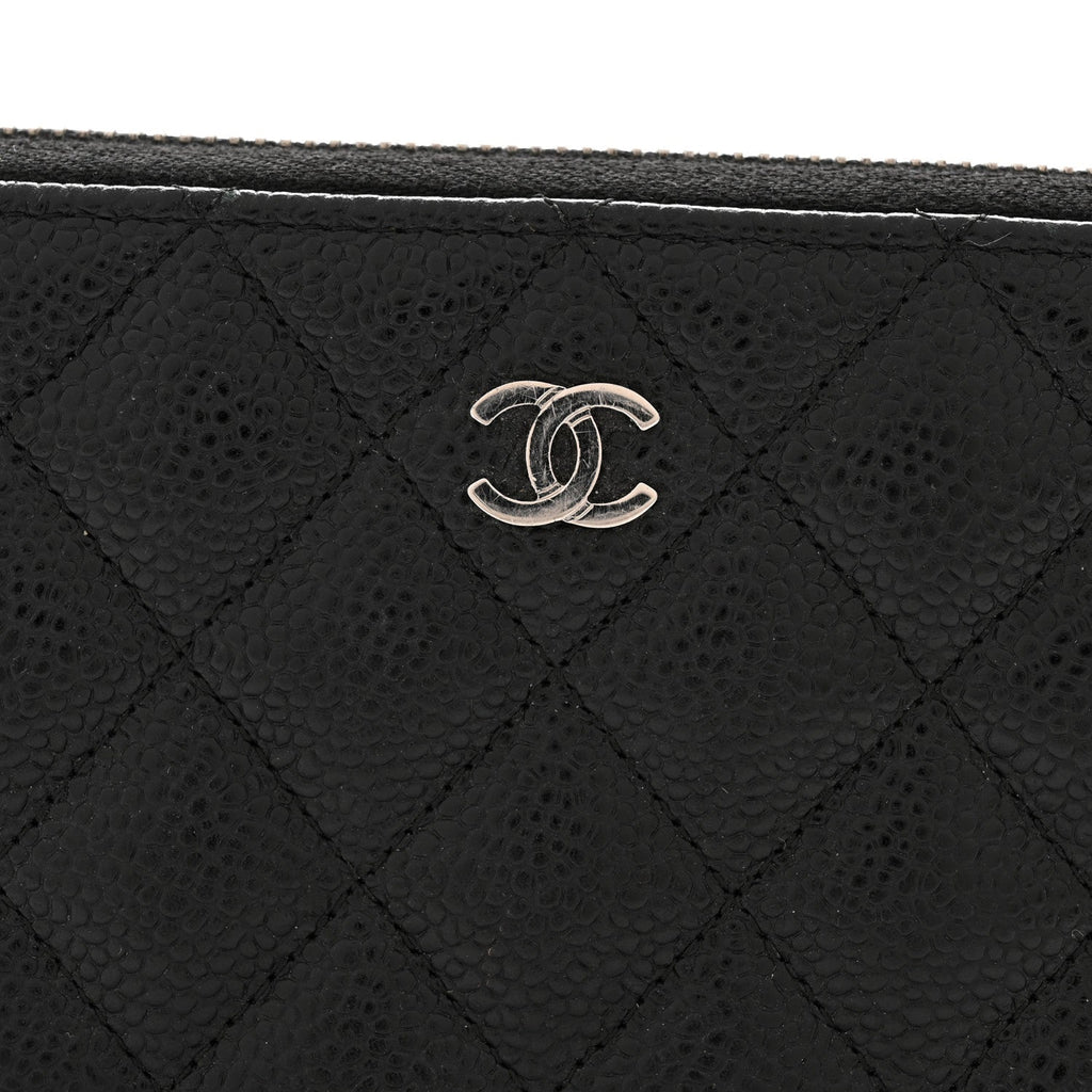 Caviar Quilted Large Gusset Zip Around Wallet Black