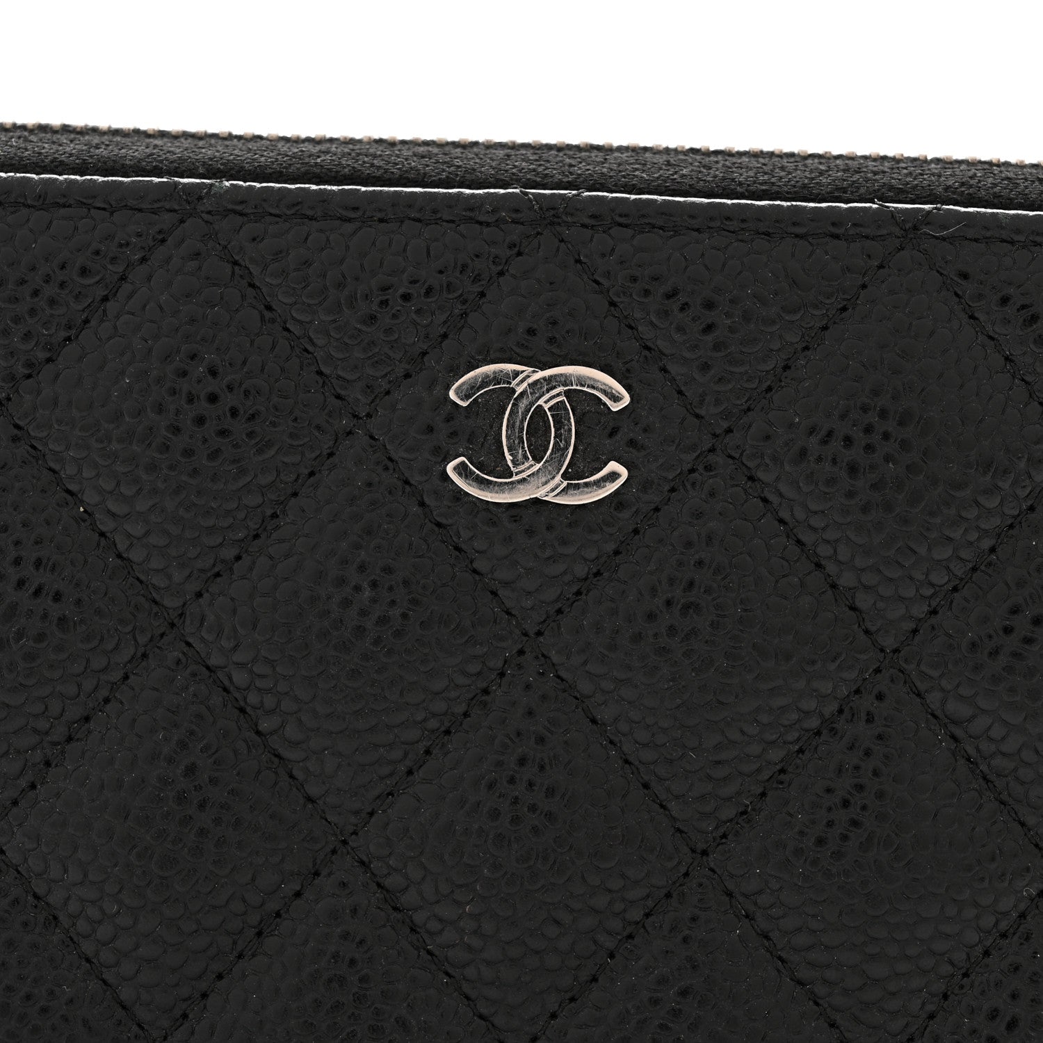 Caviar Quilted Large Gusset Zip Around Wallet Black