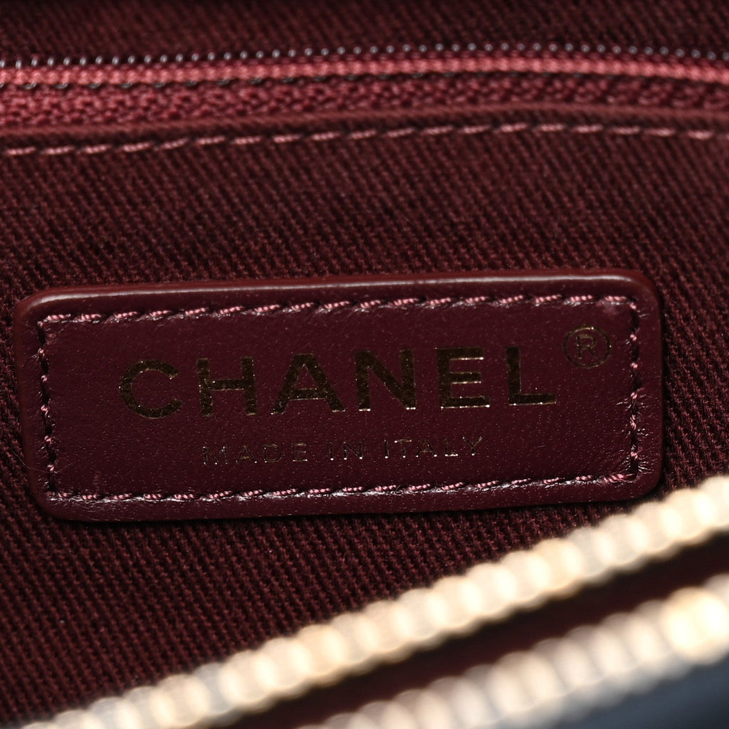 Chanel Shiny Sheepskin Quilted Large Trapezio Flap Navy