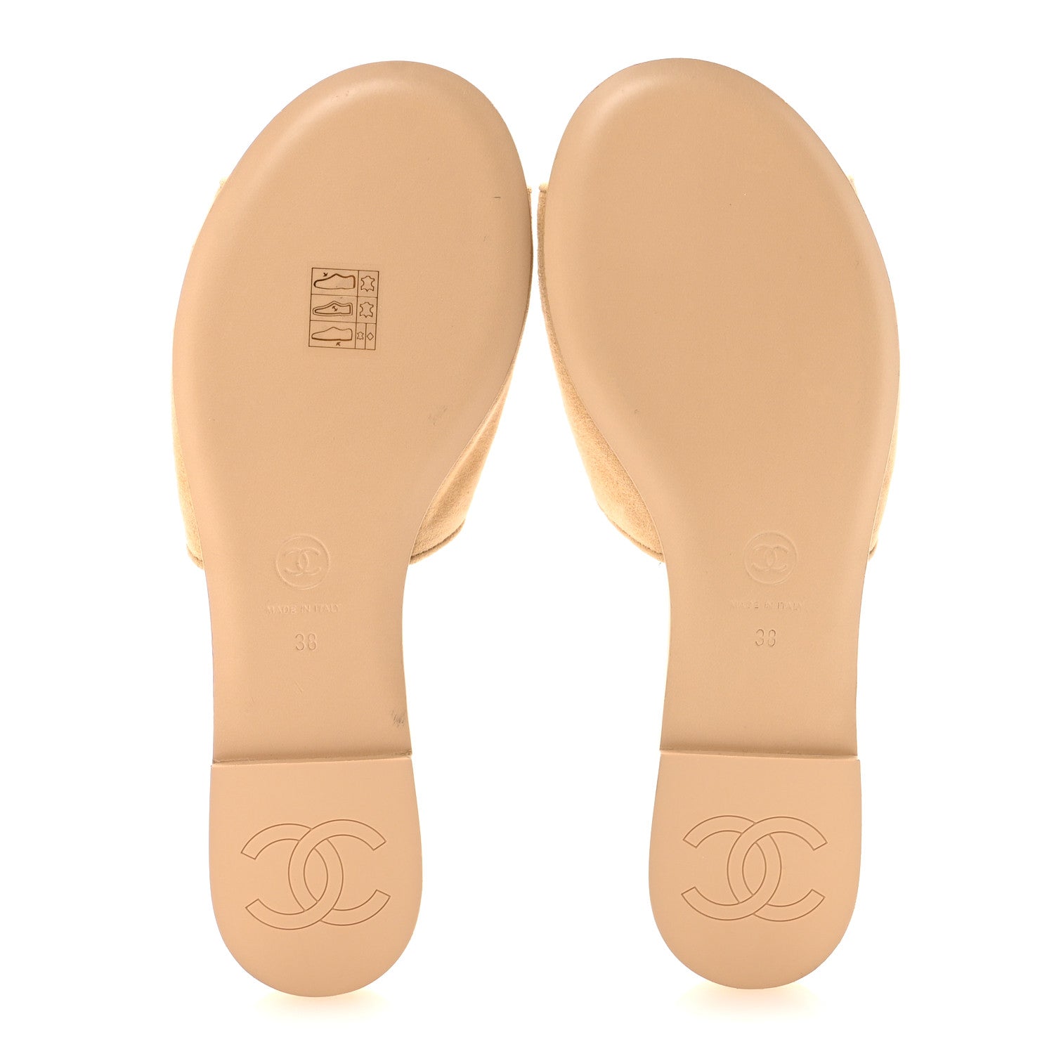 Chanel Suede Kidskin Velcro Mules 38 Beige