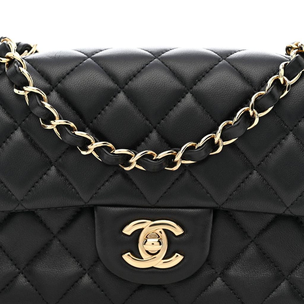 Chanel Lambskin Quilted Mini Rectangular Flap Black