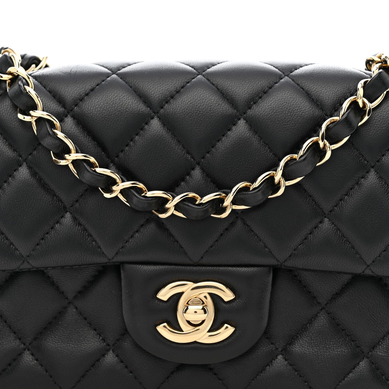 Chanel Lambskin Quilted Mini Rectangular Flap Black