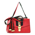 Gucci Calfskin Small Sylvie Shoulder Bag Hibiscus Red