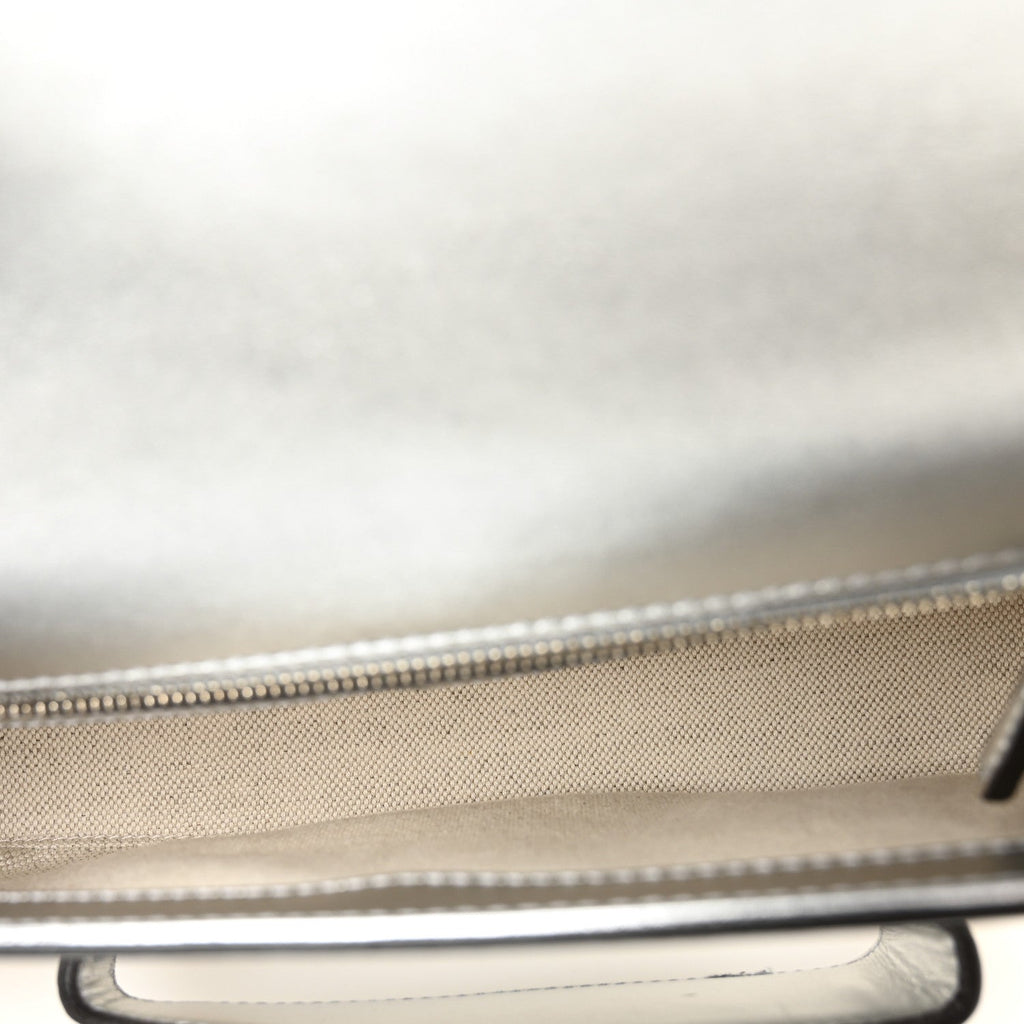 Gucci Metallic Demetra Small Horsebit 1955 Asymmetric Shoulder Bag Silver