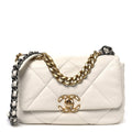 Chanel Goatskin Quilted Medium Chanel 19 Flap White