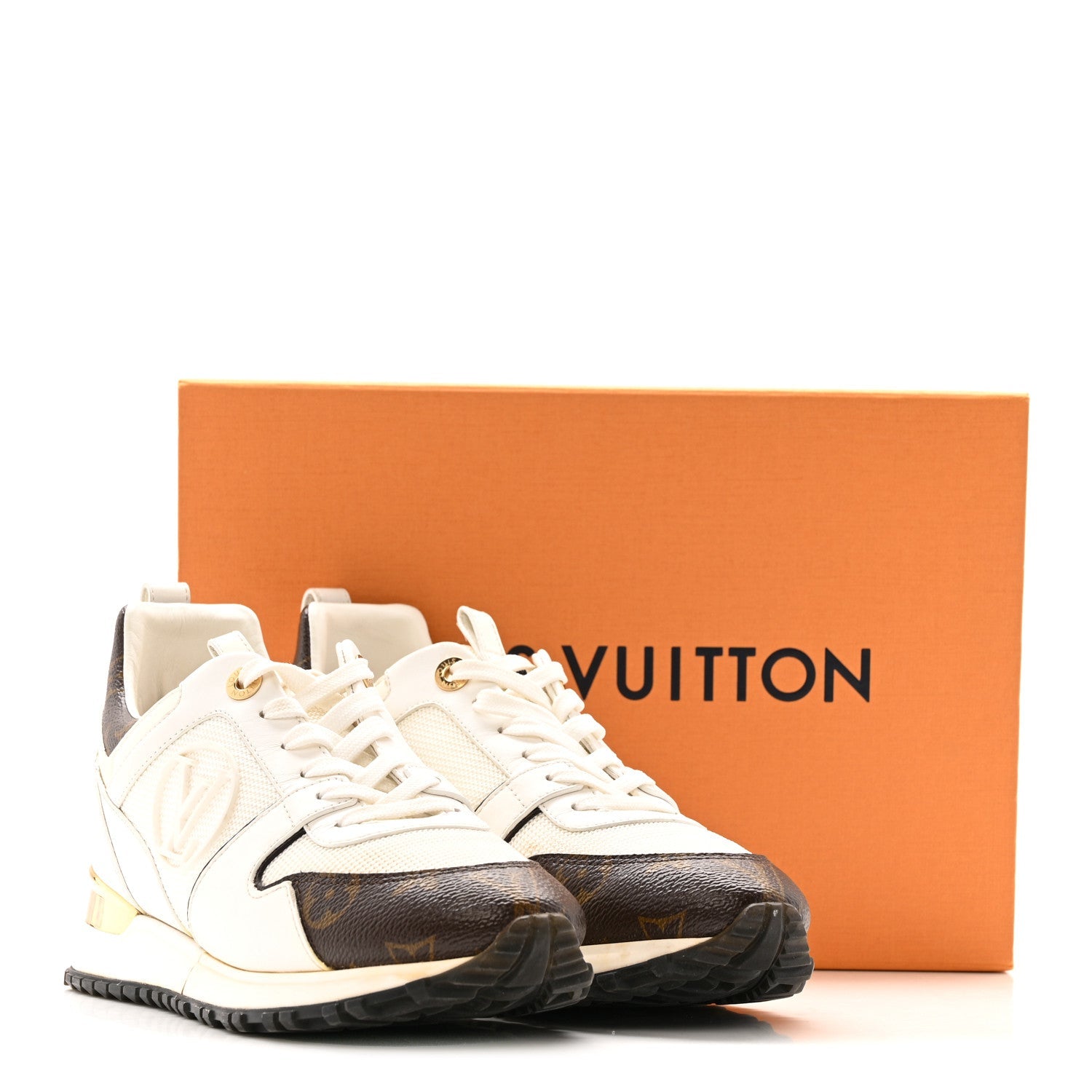 Louis Vuitton Calfskin Monogram Run Away Sneakers 37 White