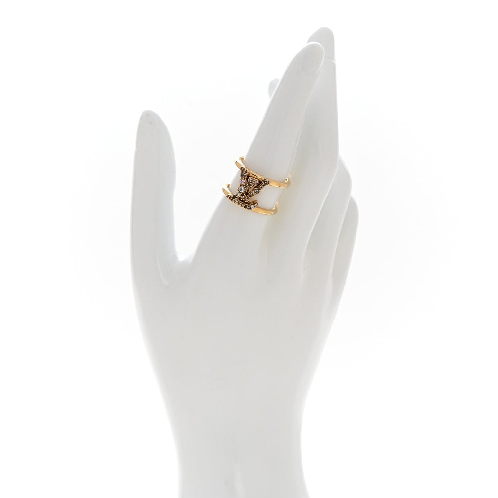 Louis Vuitton Metal Crystal Iconic Tresor Ring L Gold