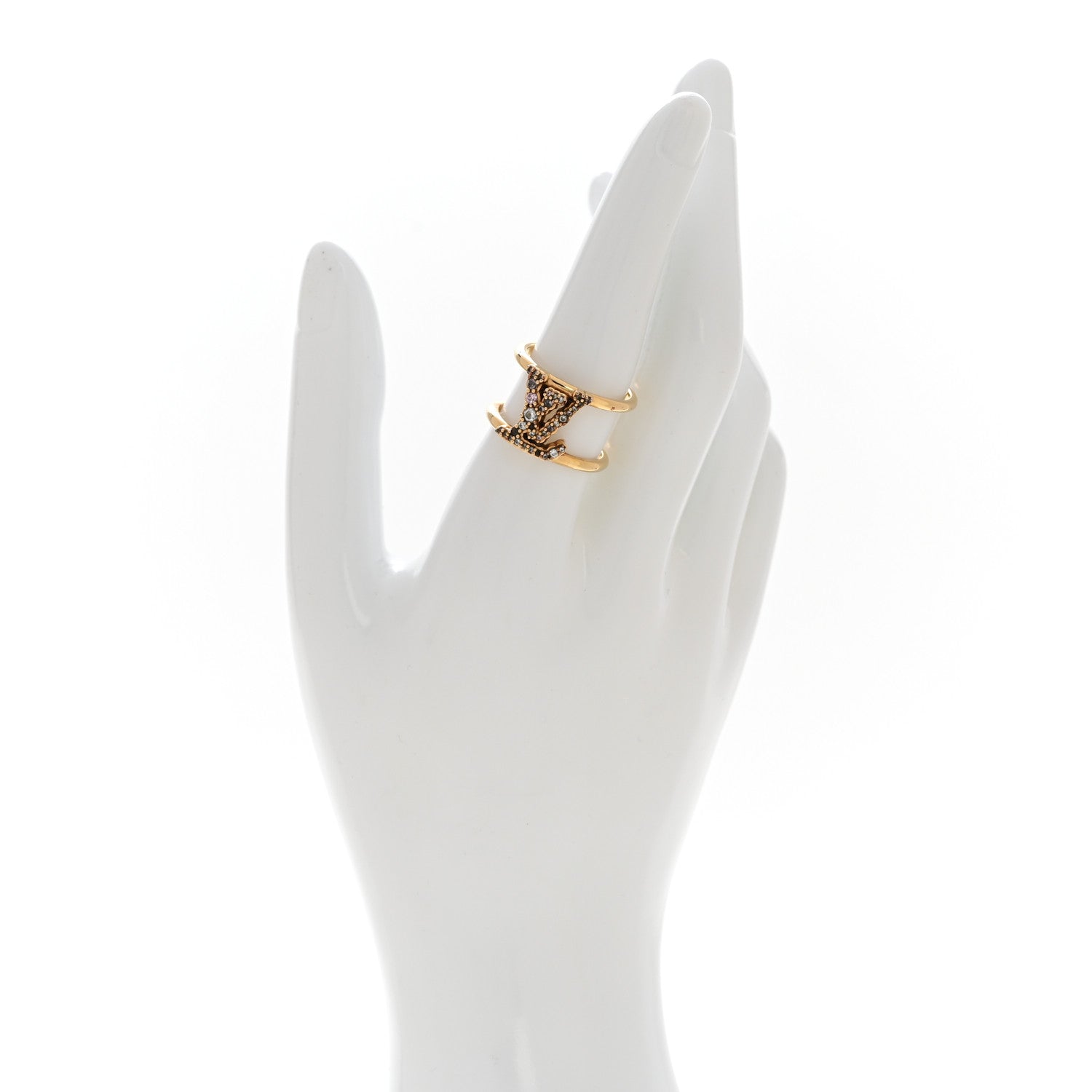 Louis Vuitton Metal Crystal Iconic Tresor Ring L Gold