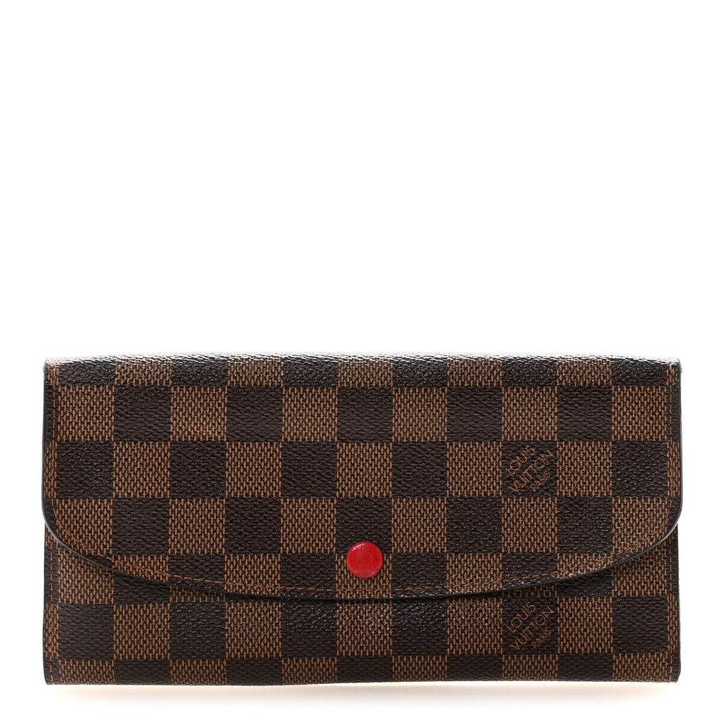 Louis Vuitton Damier Ebene Emilie Wallet Red