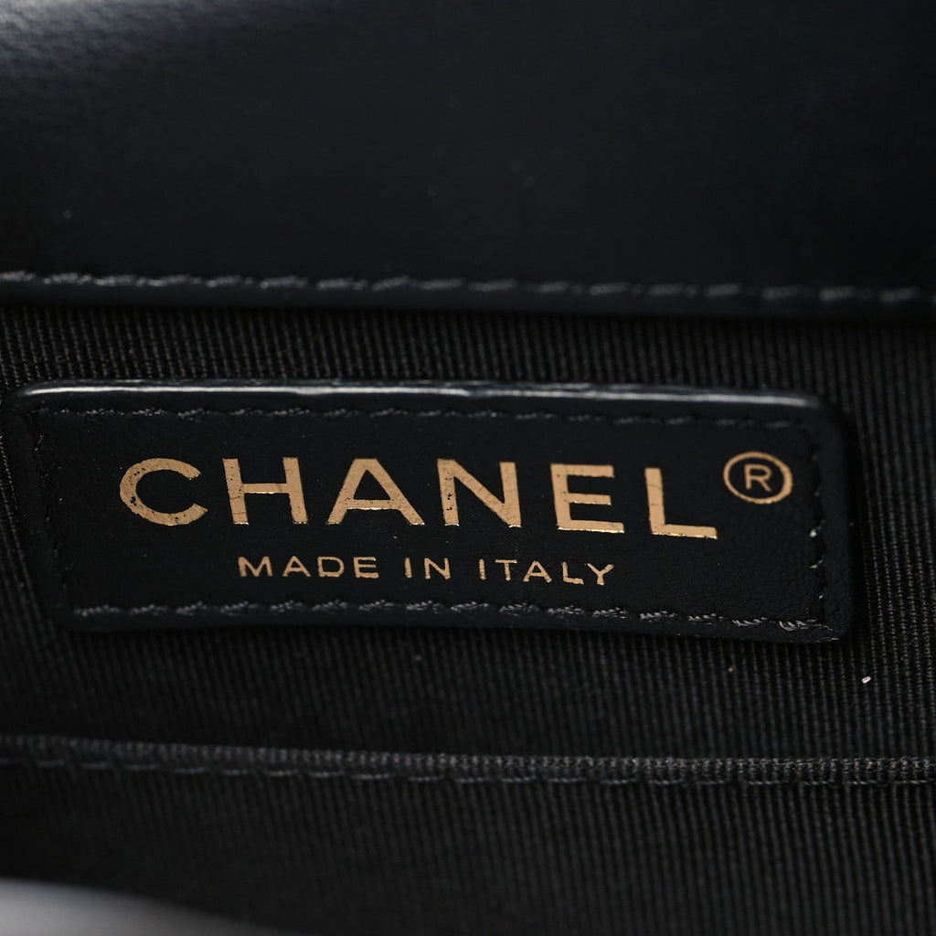 Chanel Calfskin Quilted North South Boy Flap Black