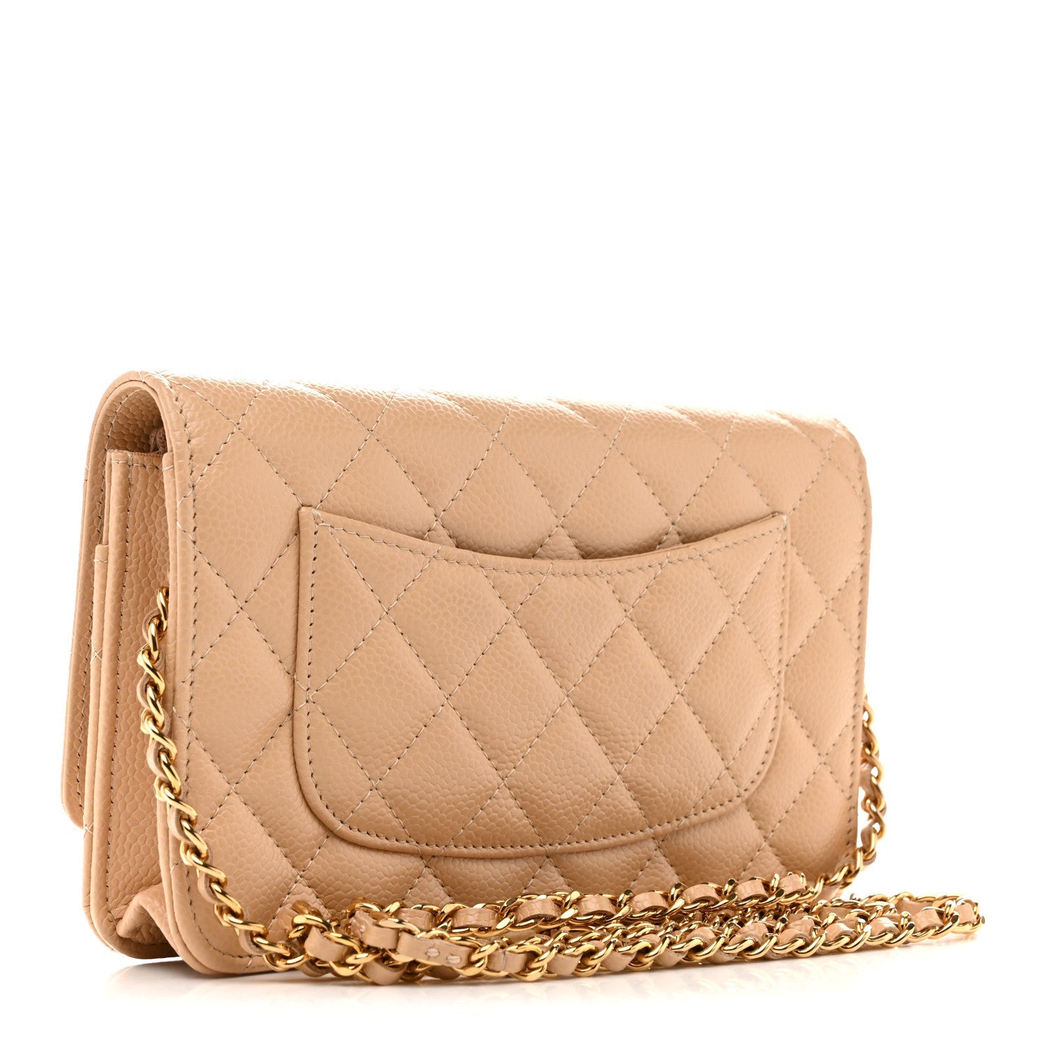 Chanel Caviar Quilted Wallet on Chain WOC Beige