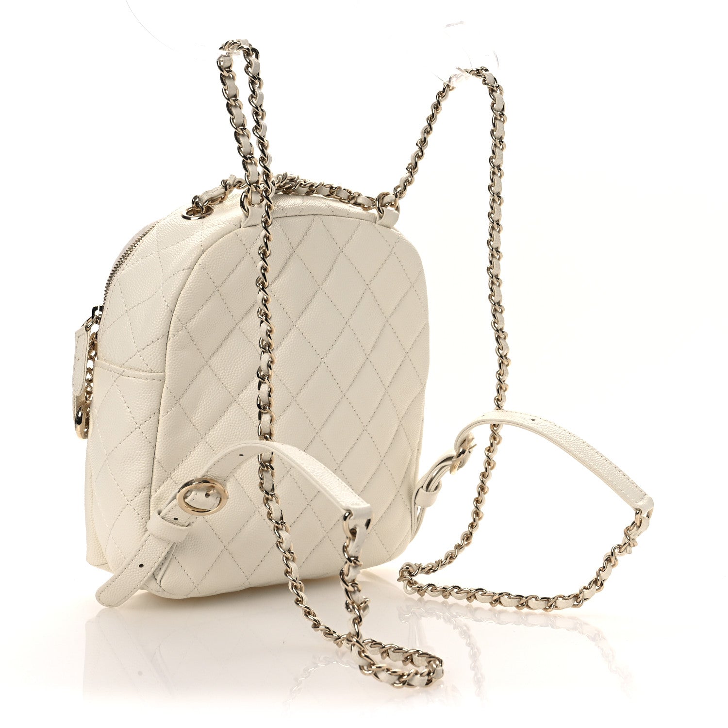 Chanel Caviar Quilted Small CC Day Backpack White