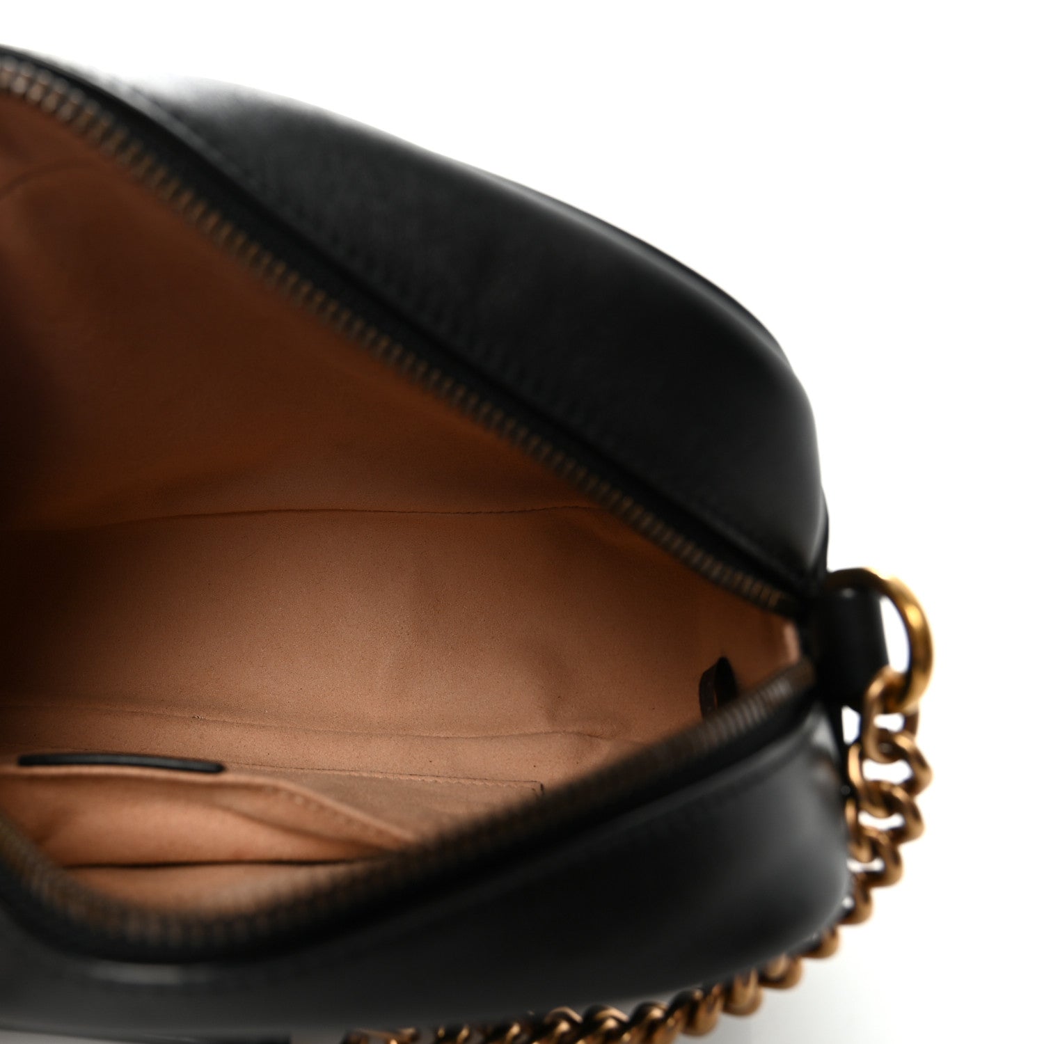 Gucci Calfskin Matelasse Small GG Marmont Chain Shoulder Bag Black