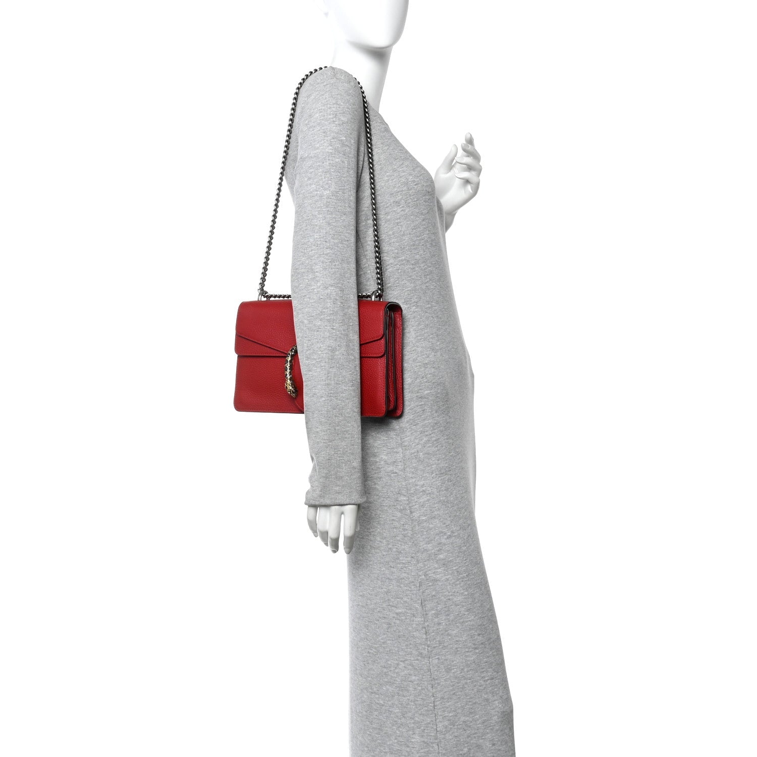 Gucci Dollar Calfskin Swarovski Crystal Small Dionysus Shoulder Bag Hibiscus Red