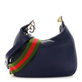 Gucci Aria Calfskin Web Large Attache Shoulder Bag Navy