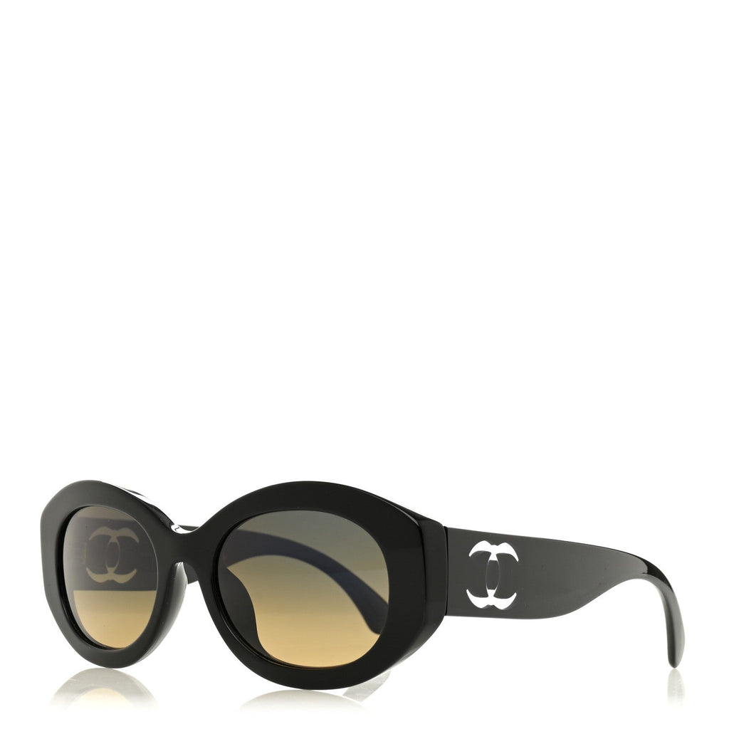 Acetate Nyon Oval CC Sunglasses 5528-A Black