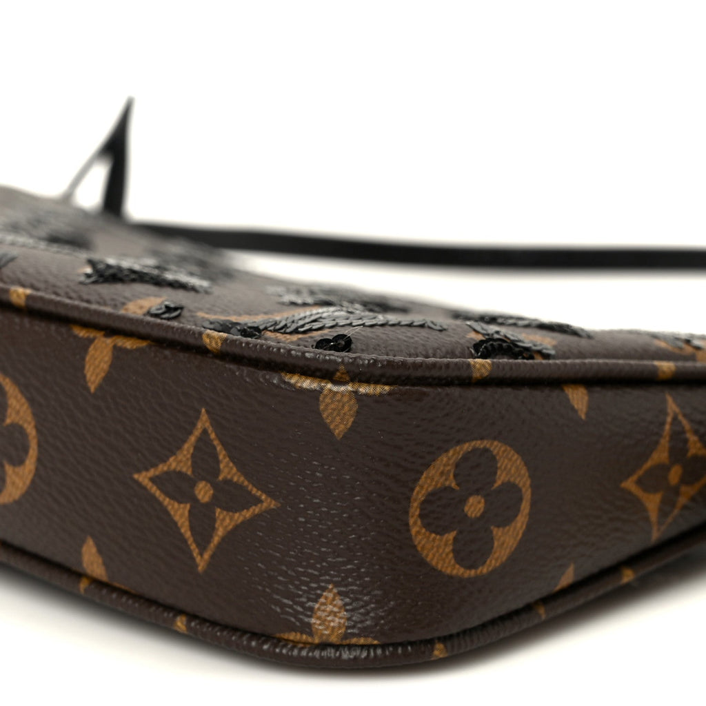 Louis Vuitton Monogram Sequins Pochette Accessories Black