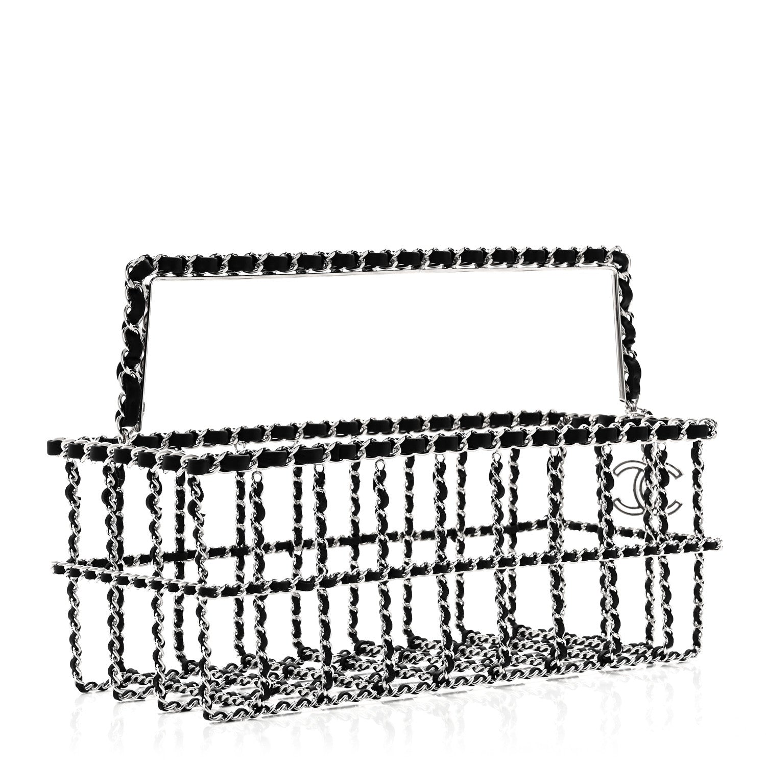 Chanel Brass Calfskin Grocery By Chanel Minaudiere Shopping Basket Silver