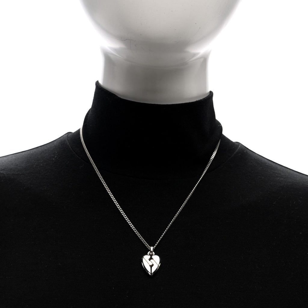 Gucci Sterling Silver Knot Heart Pendant Necklace