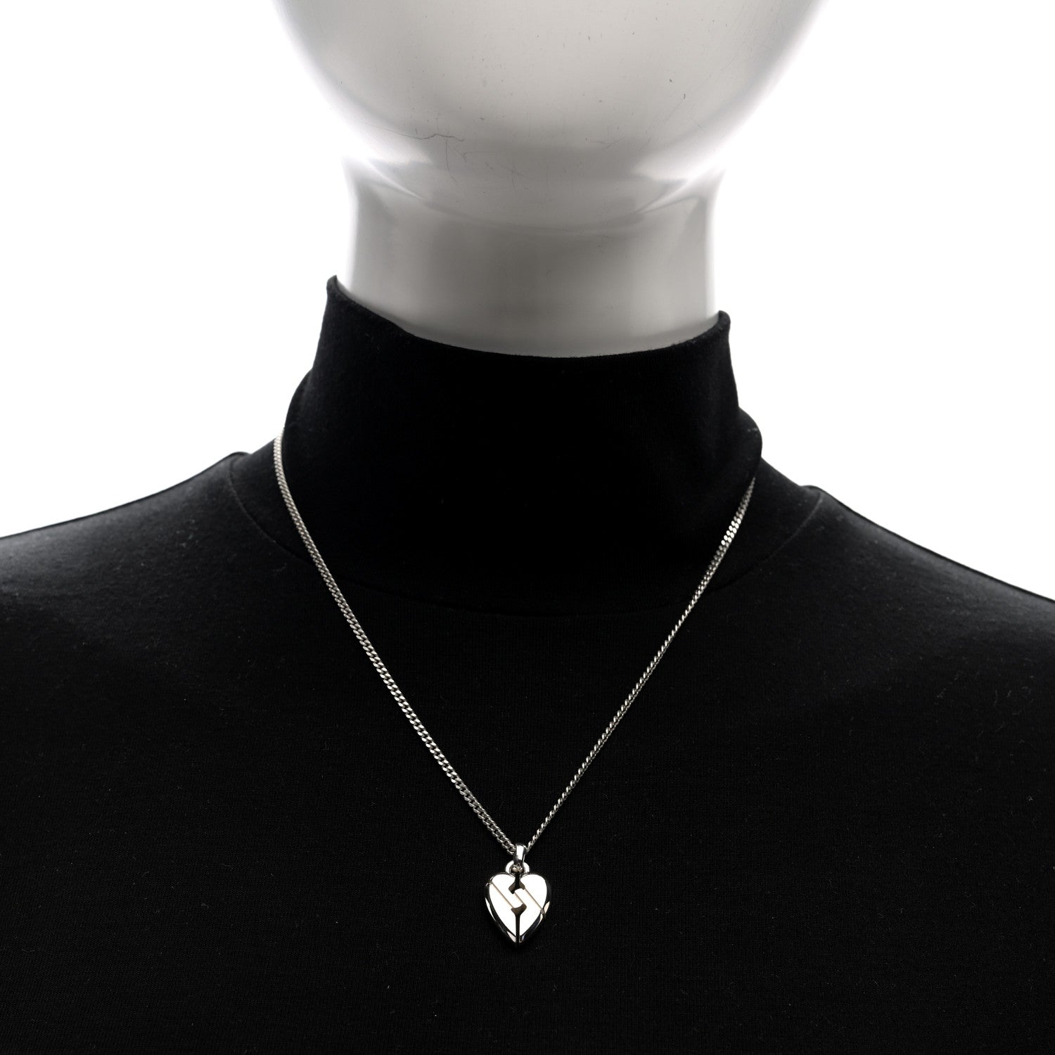 Gucci Sterling Silver Knot Heart Pendant Necklace