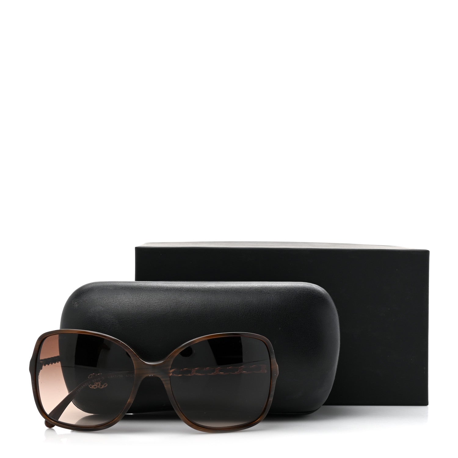 Acetate Metal Lambskin Chain Square Sunglasses 5210-Q Brown