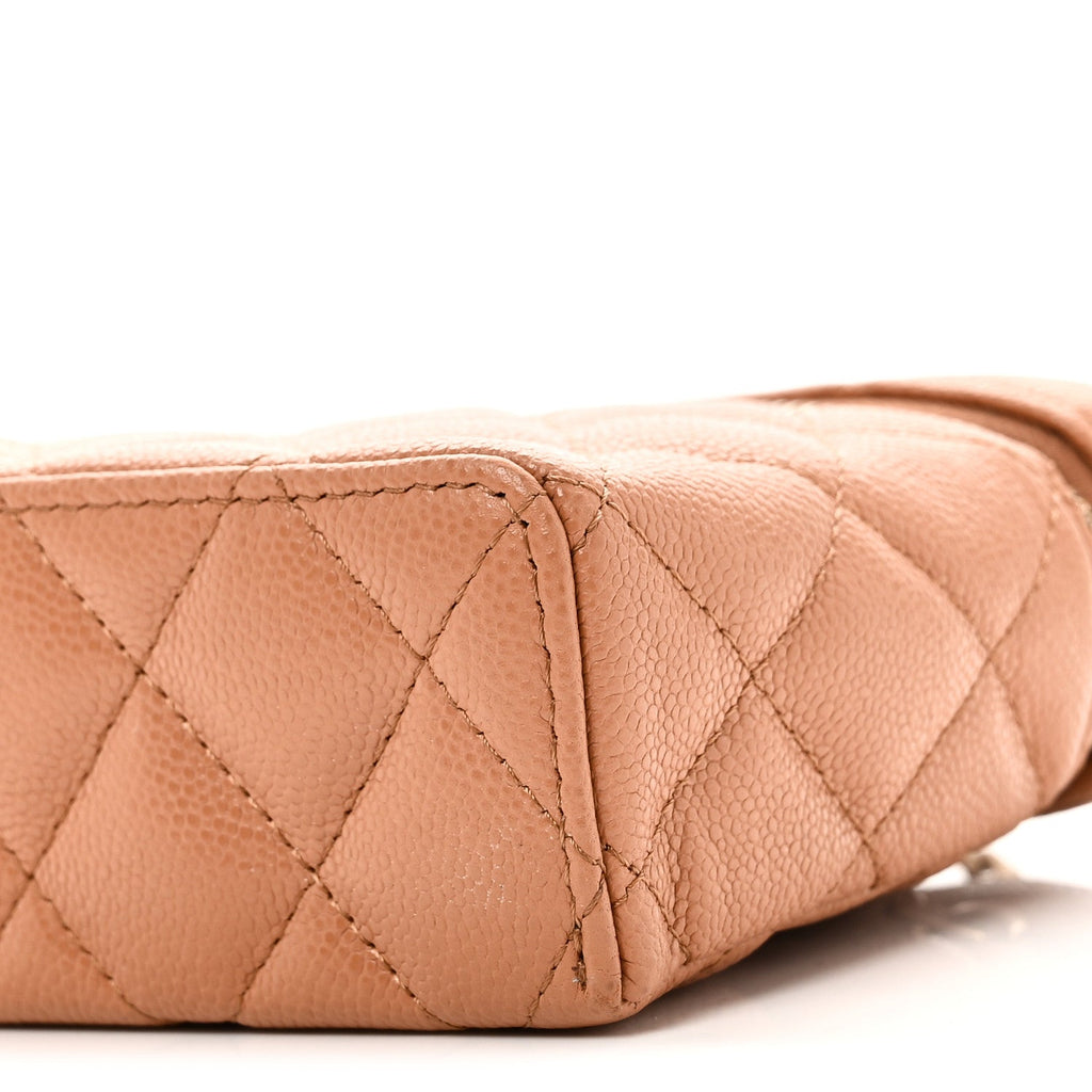 Chanel Caviar Quilted Top Handle Slim Vanity With Chain Brown