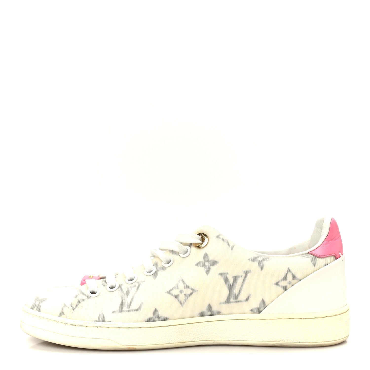 Louis Vuitton Technical Fabric Calfskin Monogram Frontrow Sneakers 35.5 Pink