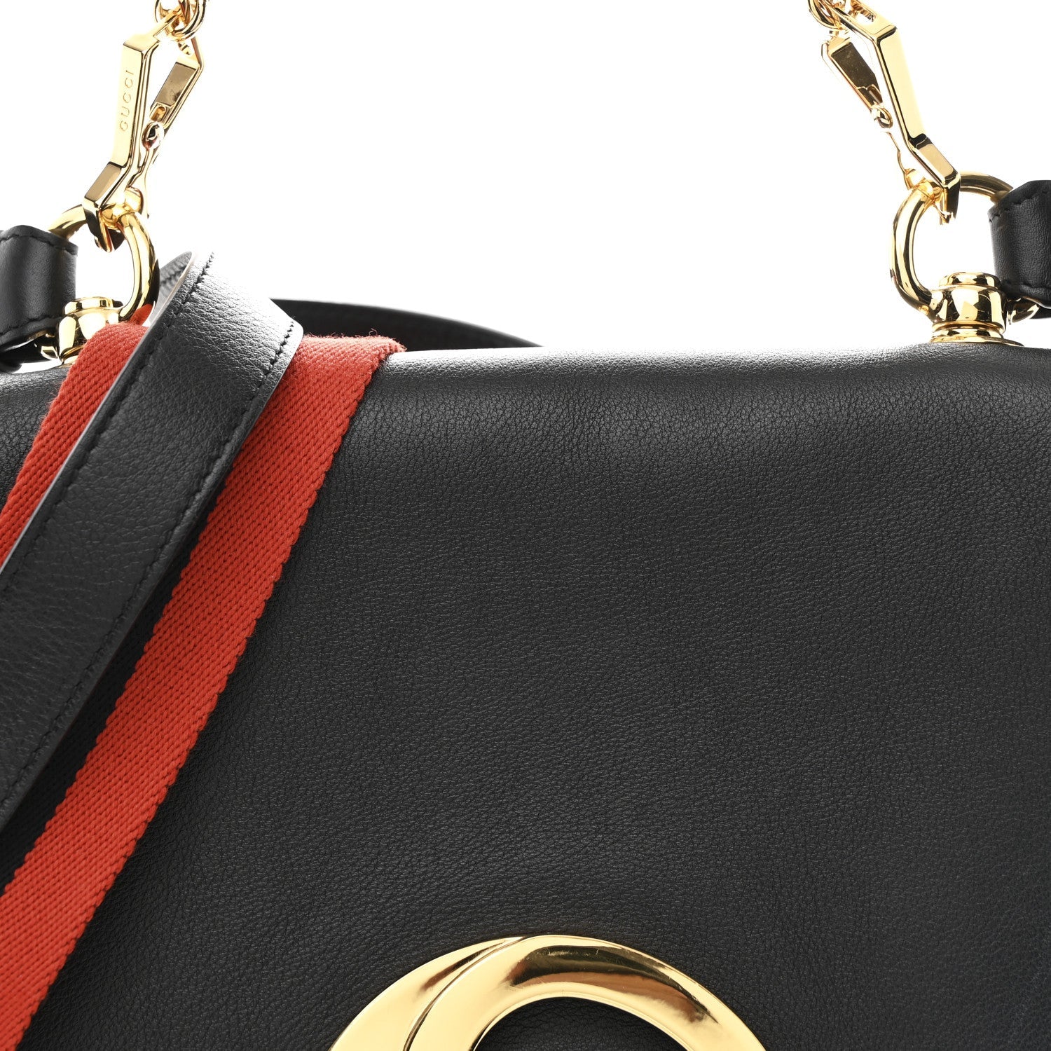 Gucci Roxy Calfskin Web Medium Studded Blondie Shoulder Flap Bag Black