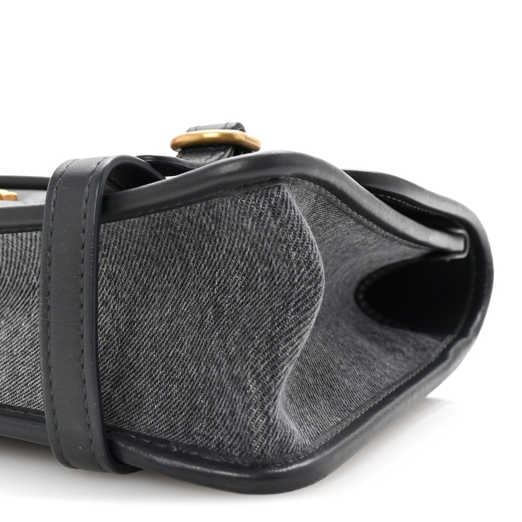 Chanel Washed Denim Quilted Messenger Flap Black