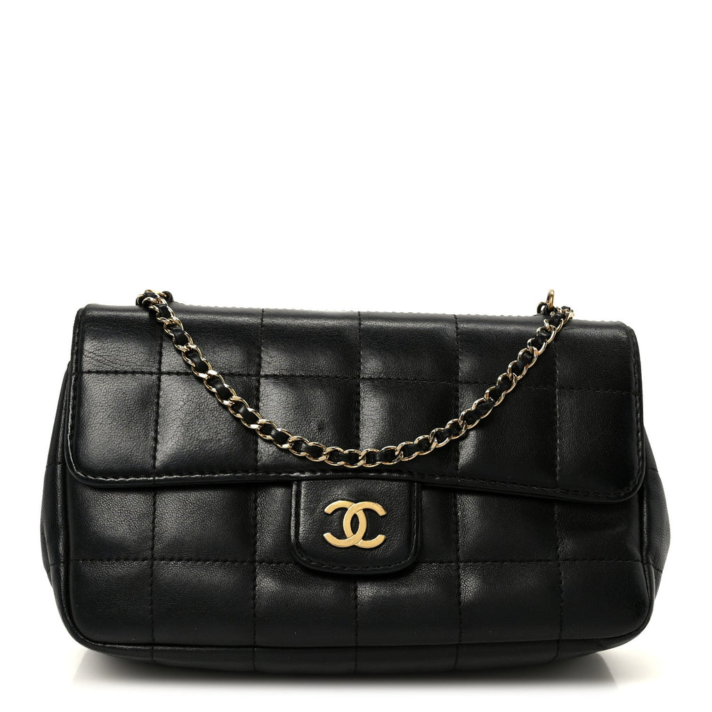 Chanel Lambskin Quilted Mini Chocolate Bar Flap Black