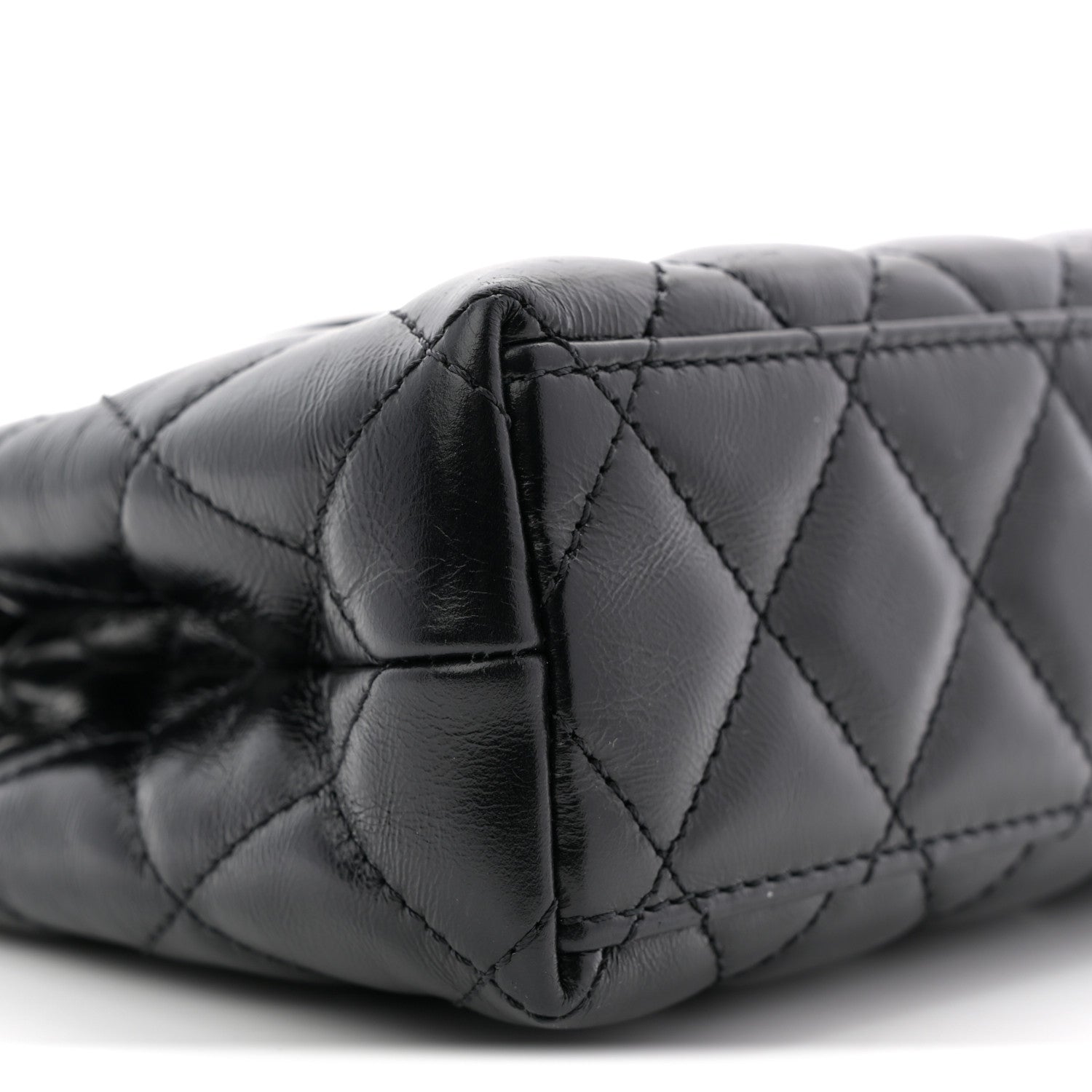 Chanel Shiny Aged Calfskin Quilted Nano Kelly Shopper Black
