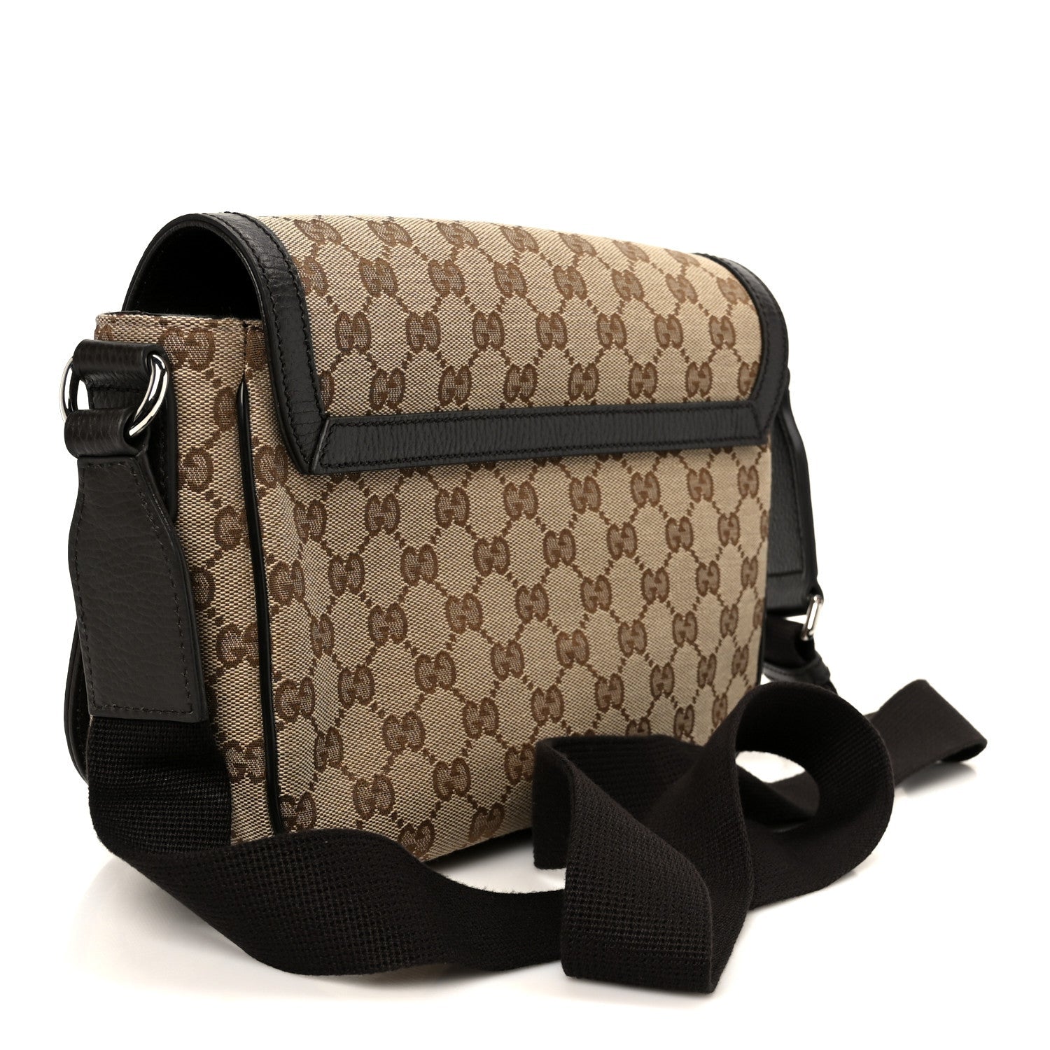 Gucci Monogram Flap Messenger Bag Beige Dark Brown