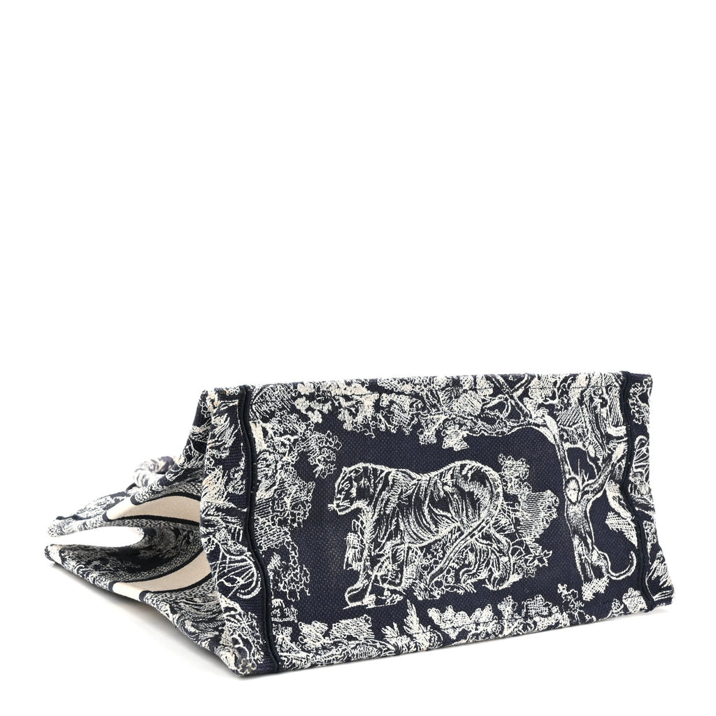Christian Dior Canvas Embroidered Medium Dioriviera Toile De Jouy Book Tote Blue