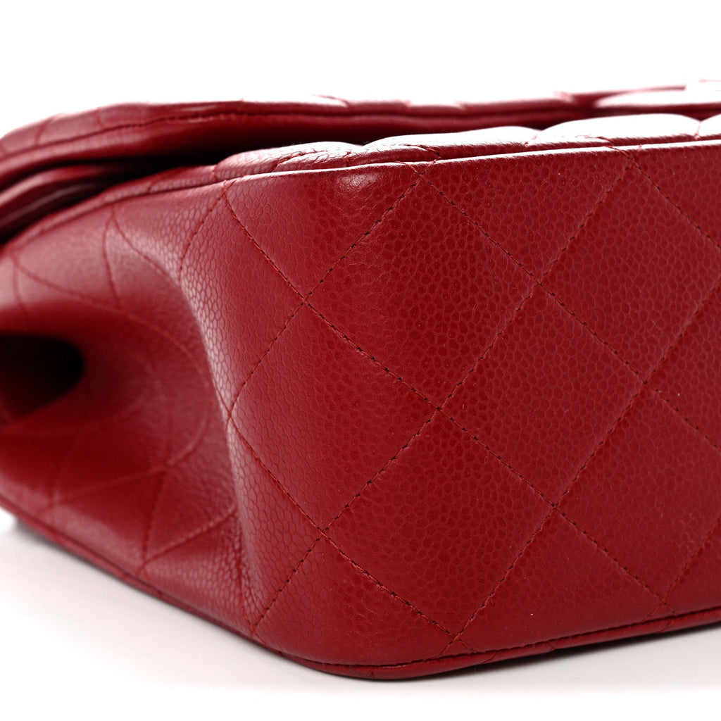 Chanel Caviar Quilted Jumbo Double Flap Dark Red