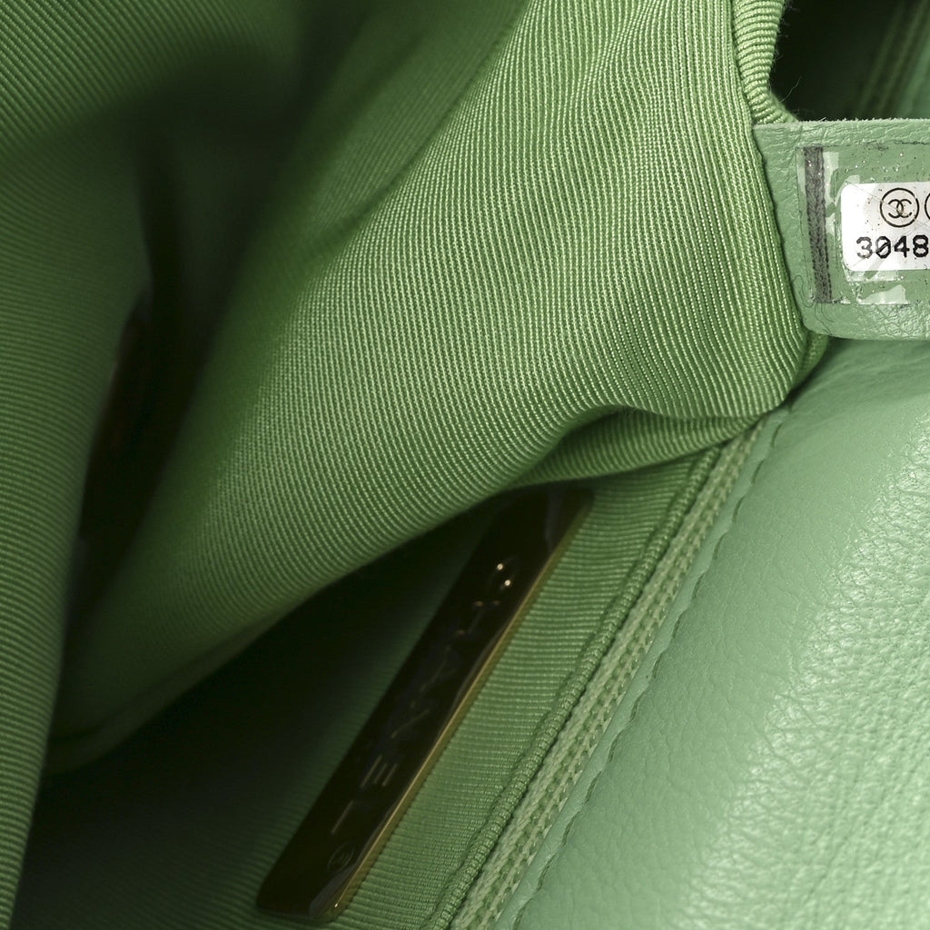 Chanel Goatskin Quilted Medium Chanel 19 Flap Light Green